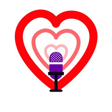 Eski tarzı mikrofon etrafında kalp dalgaları