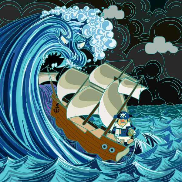 Büyük dişleri ile ortalama karşı karşıya dev dalga eski bir stil yutma 