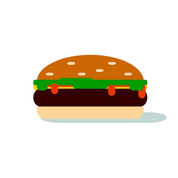 Simple graphic hamburger with lettuce, catsup & cheese — Stock Vector