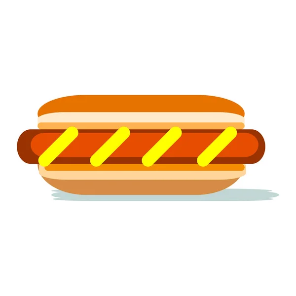 Hotdog with strips of mustard & wrapped in cheese — Stock Vector