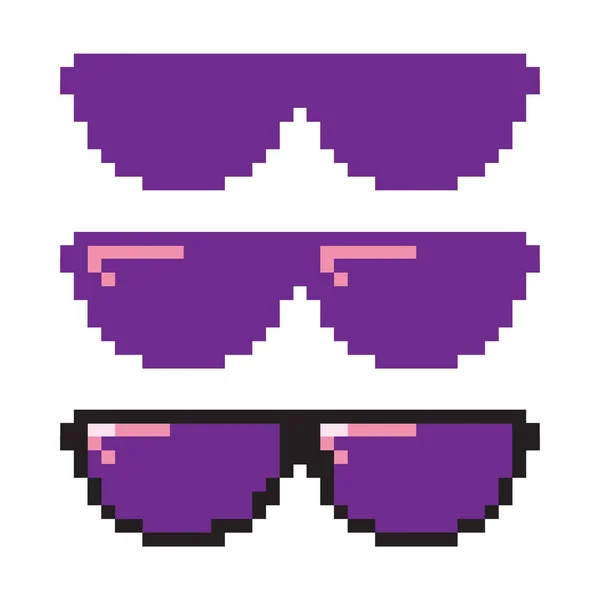 Pixel Ahogar Gafas Sol Vista Frontal — Vector de stock