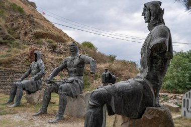 Gori, Georgia - September 9th, 2025: Sculptures of Georgian Warrior Heroes Memorial at the Foot of Gori Fortress, City of Gori, Georgia