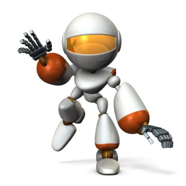 Bir şey izler şirin bir robot. Düşen eşiğinde o. 3D çizim