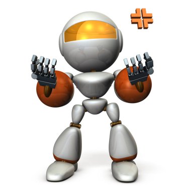 El ve kurtarır iter bir robot. Heyecanlandı. 3D çizim