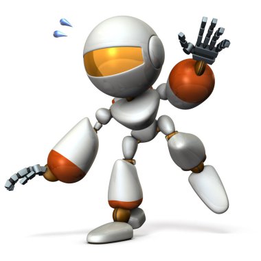 Bir şey izler şirin bir robot. Düşen eşiğinde o. 3D çizim