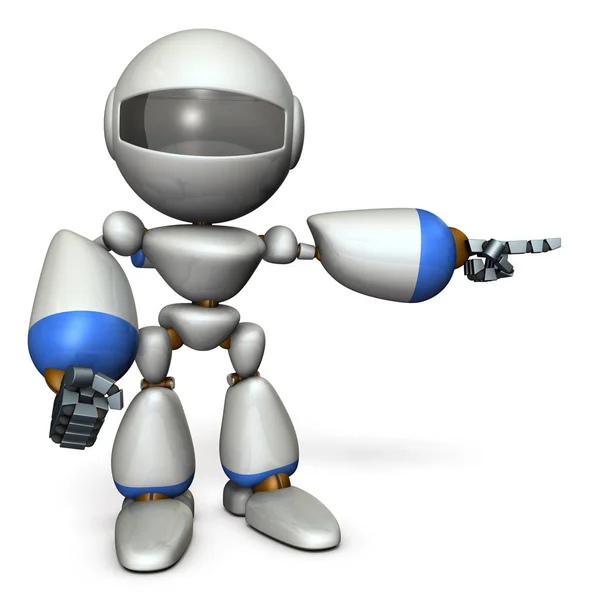 Sağı gösteren şirin bir robot. Git yönünü gösterir. 3D çizim
