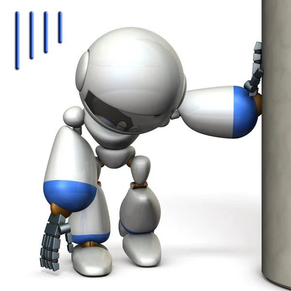 Een Robot Die Opknoping Een Pilaar Hij Uitgeput Illustratie — Stockfoto