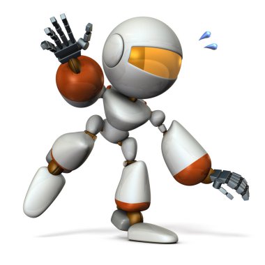 Bir şey izler şirin bir robot. Düşen eşiğinde o. 3D çizim