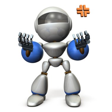 El ve kurtarır iter bir robot. Heyecanlandı. 3D çizim