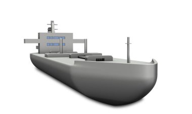 Büyük bir tanker minyatür modeli. 3D render