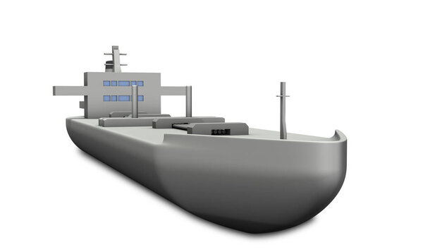 Miniature model of a huge tanker. 3D rendering
