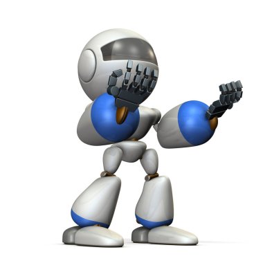 El ve kurtarır iter bir robot. Heyecanlandı. 3D çizim