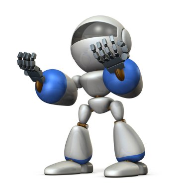 El ve kurtarır iter bir robot. Heyecanlandı. 3D çizim