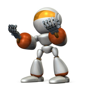 El ve kurtarır iter bir robot. Heyecanlandı. 3D çizim