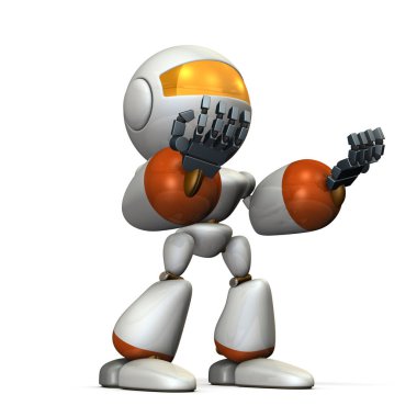 El ve kurtarır iter bir robot. Heyecanlandı. 3D çizim