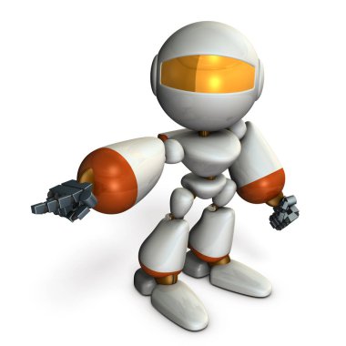 Robot bu işaret ve emir. Yapay Zeka gelişimi temsil eder. 3D çizim