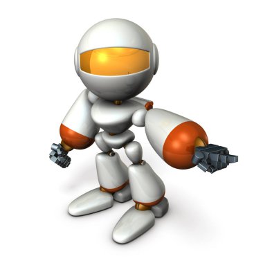 Robot bu işaret ve emir. Yapay Zeka gelişimi temsil eder. 3D çizim