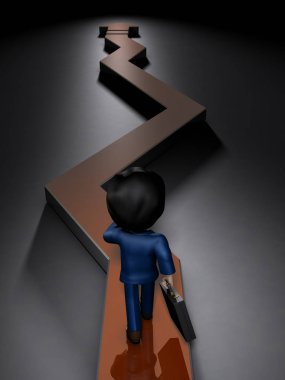 A path going right and left built in the dark. It implies a prospect of a hardship business.  3D illustration clipart