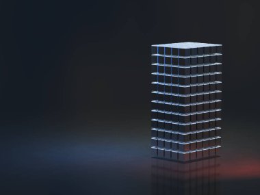 Karanlıkta inşa yapılar. Bir tek başına bilgi koleksiyonunu temsil eder. 3D çizim