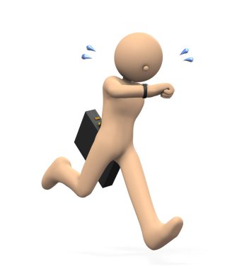 o işadamı süre konusunda endişeleniyor. O impatien çalışır