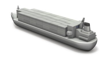Konteynerdolu bir kargo gemisinin minyatür bir modeli. Beyaz sırt