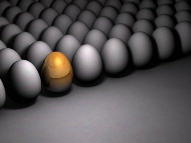 Altın köpüklü yumurta. Potansiyelini ifade ediyor. Dim arka plan
