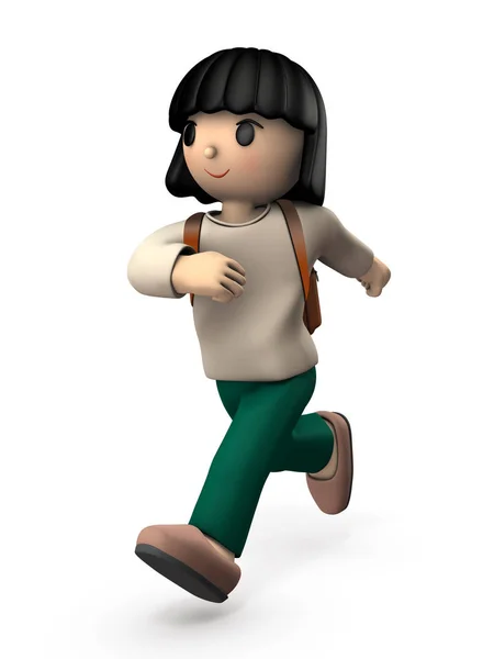 Een meisje kind dat energiek loopt. Ze gaat naar school gelukkig — Stockfoto