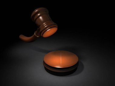 Karanlıkta bir çekiç sallandı. Bu bir kararı temsil eder. 3d hasta