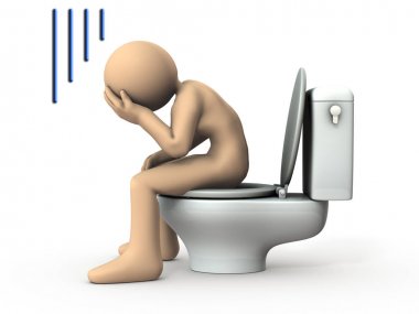 Banyoda acı çeken bir karakter. Başı dertte.