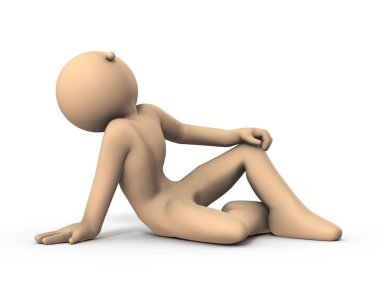 Yere oturup gökyüzüne bakan bir karakter. Whit