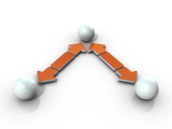 Tre forze in una relazione cooperativa. Sfondo bianco. 3D — Foto Stock