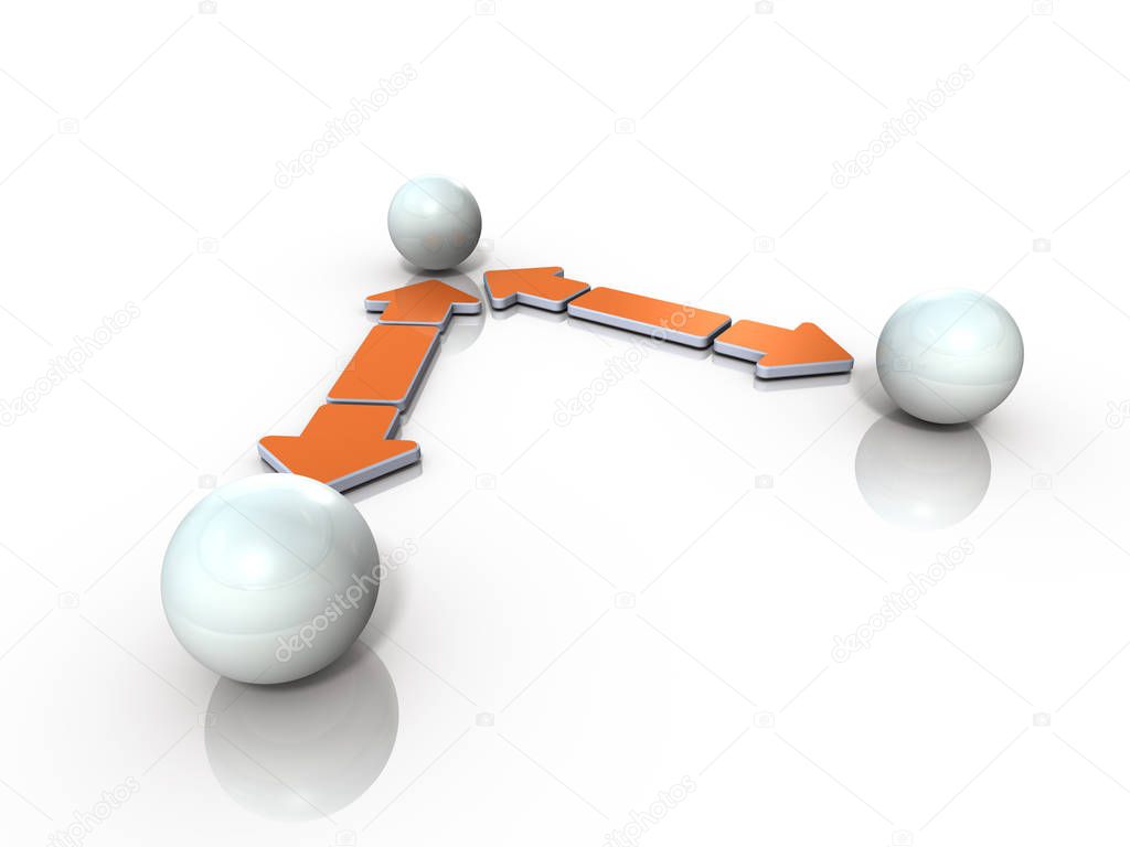 Three forces in a cooperative relationship. White background. 3D