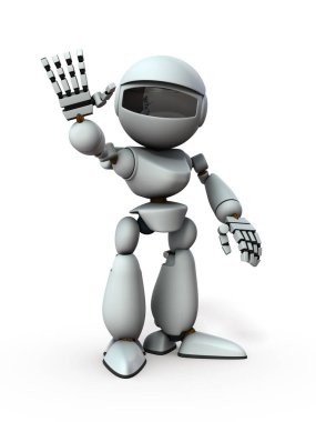 Tek elle selamlayan bir yapay zeka robotu. Bu r