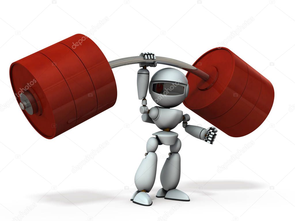 An artificial intelligence robot that lifts the barbell with one