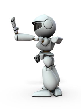 Yapay zeka robotu bir elini öne doğru uzatır. Ⅰ