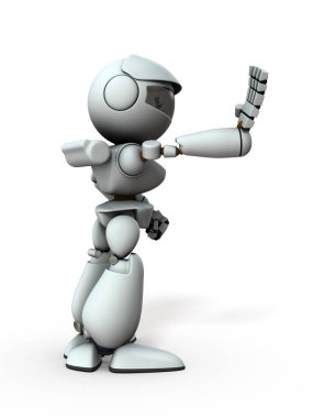 Yapay zeka robotu bir elini öne doğru uzatır. Ⅰ