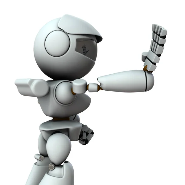 Robot s umělou inteligencí vytyčí jednu ruku kupředu. I — Stock fotografie