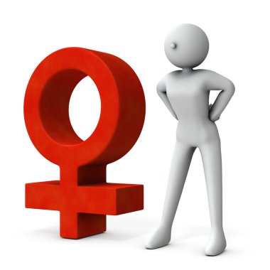 Cinsiyeti temsil eden bir sembol. Beyaz arka plan. 3B illüstrasyon.