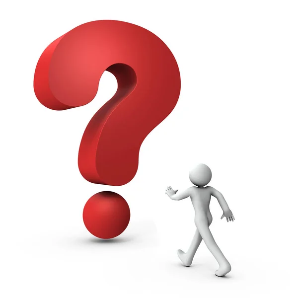 Big Question Met Way Rendering White Background — Stock Photo, Image