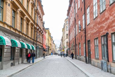 Stret view of the Gamla stan or Staden mellan broarna, the old town of Stockholm, İsveç