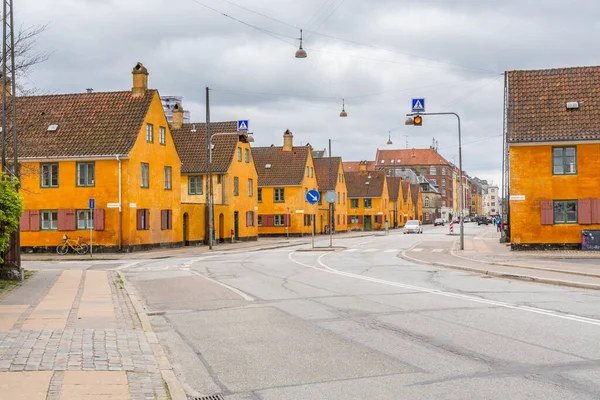 Orange Byggnader Med Bruna Kakel Gamla Stan Köpenhamn Danmark — Stockfoto