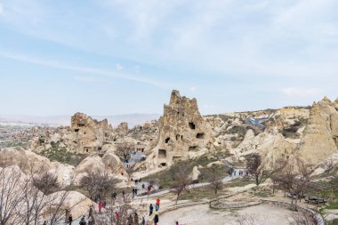 1984 yılından bu yana UNESCO Dünya Mirasları Listesi üyesi olan Goreme Açık Hava Müzesi 'nde özel jeolojik oluşum, Goreme, Kapadokya, Türkiye.