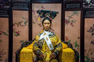 Statue of Empress Dowager Cixi, of the Manchu Yehe Nara clan, was a Chinese empress dowager and regent who effectively controlled the Chinese government in the late Qing dynasty clipart