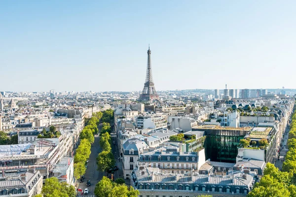 Aerial View Old Town Paris Building Eiffel Tower Top Arc — Stock Photo, Image