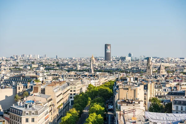 Letecký Pohled Staré Město Paříž Vrcholu Vítězného Oblouku Champs Elysees — Stock fotografie