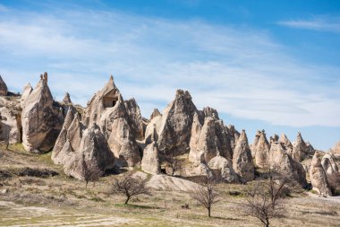 Nevsehir, Kapadokya, Türkiye 'deki Goreme' de kireçtaşlı muhteşem karst Landform.