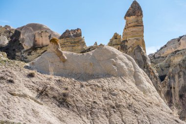 Nevsehir, Kapadokya, Türkiye 'deki Goreme' de kireçtaşlı muhteşem karst Landform.