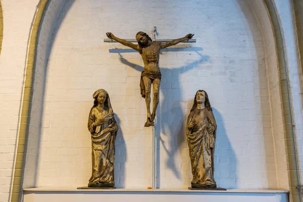 Estátua Crucificação Cristo Dentro Igreja São Pedro Hamburgo Uma Catedral — Fotografia de Stock