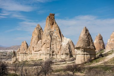 Nevsehir, Kapadokya, Türkiye 'deki Goreme' de kireçtaşlı muhteşem karst Landform.