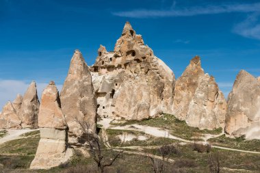 Nevsehir, Kapadokya, Türkiye 'deki Goreme' de kireçtaşlı muhteşem karst Landform.